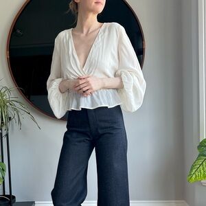 Reformation plunge neck white blouse size S